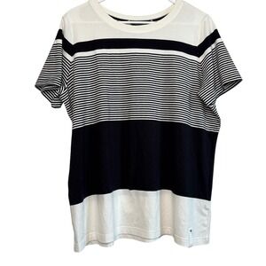 Lauren Ralph Lauren Striped T-Shirt‎ Size Large Black White Nautical Preppy